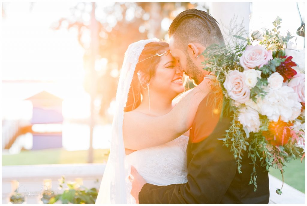Bride and Groom with Wedding Bouquet | Orlando Wedding Photographer