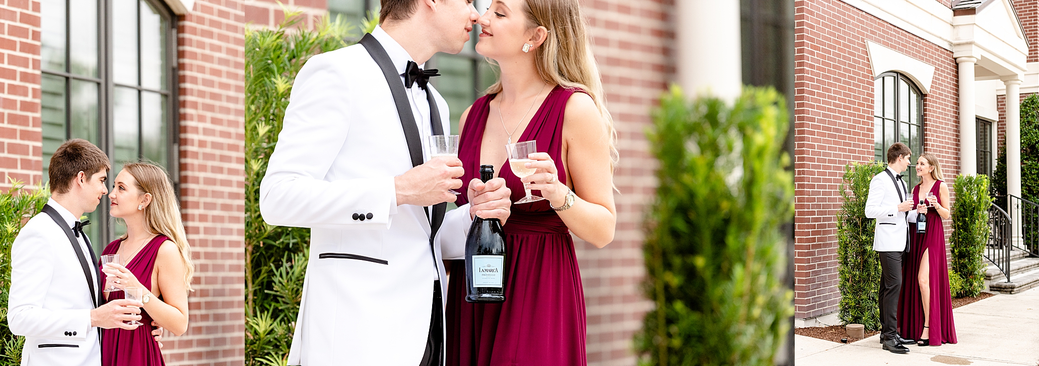 Champagne at engagement session