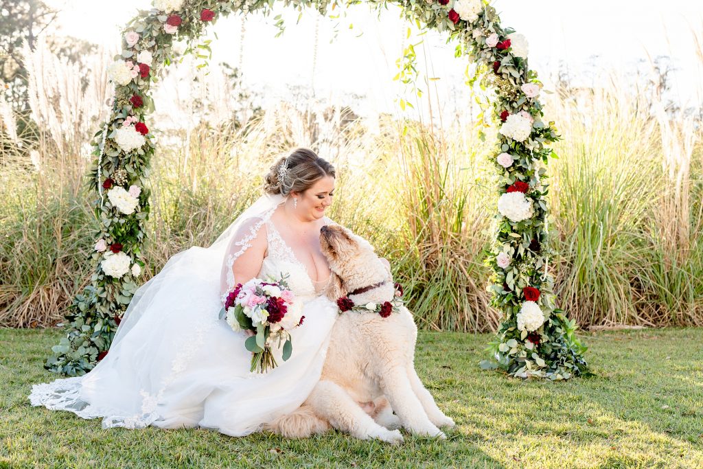 Bride with dog| Four Seasons Wedding | Chynna Pacheco Photography