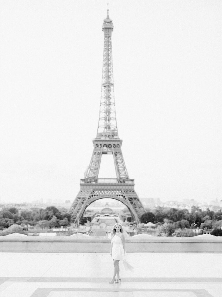 Formal wear for an engagement session in Paris
